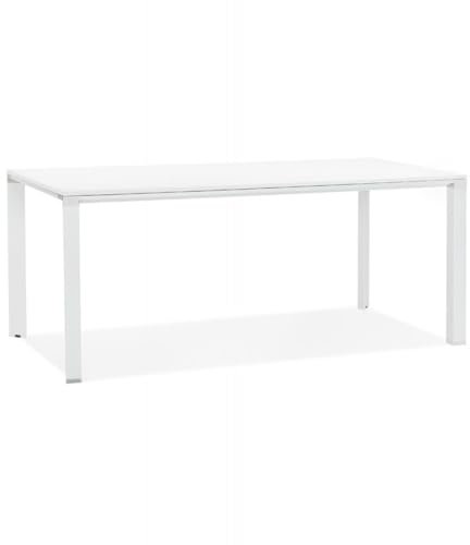 Esstisch Weiß Holz Metall | Designertisch für Besprechungen mit Zentralsockel | Minimalistischer Tisch für Meetings mit Eleganz | Modern | 200x100x74,5 cm Melamin Platte | XLINE Kollektion