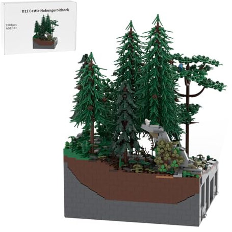 Thinkizen Burg Hohengeroldseck Klemmbaustein-Modell, Historisches Burgenmodell aus 62 Modulen, Landschaftserweiterung, Geschenk für Geschichtsinteressierte und Burgensammler, 3608 Teile