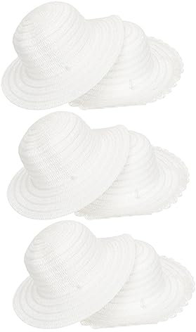 Healeved 6 Stück Selbstgemacht Graffiti Hüte für Kinder Handbemalte Pulp Hüte Kreative Bastelbedarf für Tanzpartys Leere Strohhüte Selbermachen für Kinder