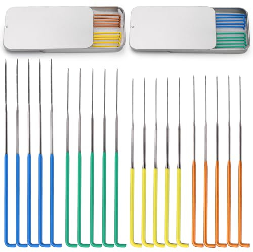 Reovin 20 Stück Filznadeln, 4 Größen Filznadeln Set Mit 2 Nadeltypen | Filznadeln zum Trockenfilzen, Filzen Starter Bausatz mit Filznadel Aufbewahrungsbox für Filzarbeiten