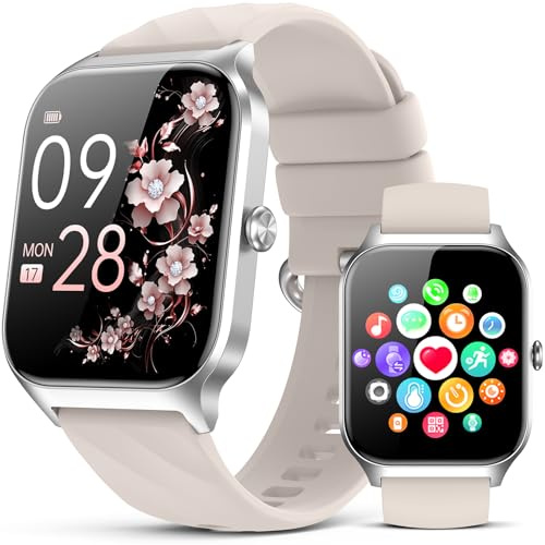 Kriutefy Smart Watch for Women Men - Answer/Make Call, Fitness Tracker Smartwatch for Android iPhone Compatible, 120+ Sports Step Counter (Starlight)