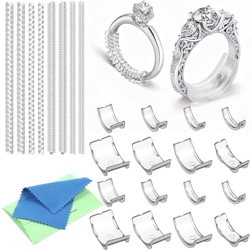 20 Stück Ring Verkleinerung Unsichtbar Ringverkleinerer Unsichtbar Silikon für Breite Ringe Unsichtbarer Ringgrößenversteller für Lose Ringe Ring Kleiner Machen Ringgrößenversteller Passend