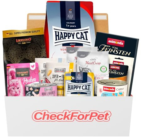 CheckForPet Katzenfutter Probierpaket Adult – Probierbox für ausgewachsene Katzen mit Katzenfutter nass & Trockenfutter, Nassfutter für Katzen von Top-Bewerteten Marken, Katzen Futter Geschenkidee
