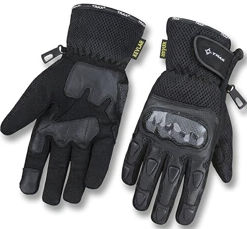 TRAX SPORTS Motorradhandschuhe für Damen und Herren – Atmungsaktive Touchscreen-Handschuhe mit Carbon-Knöchelschutz, rutschfestem Grip für Motocross, BMX, ATV, MTB und Straßenrennen.