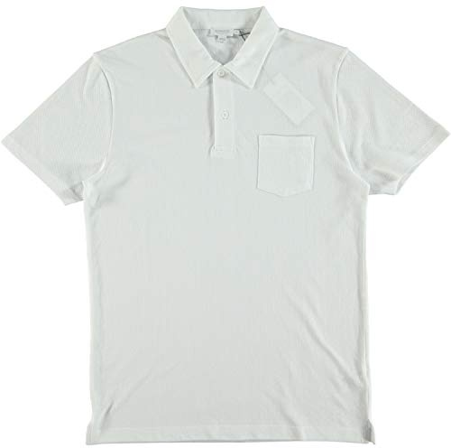Riviera Sunspel Short Sleeve Mesh Polo Tee Shirt White - Large
