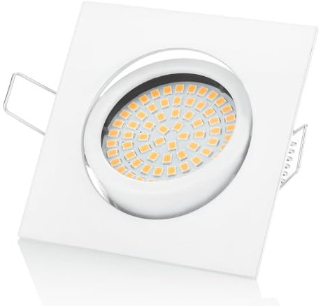 Sweet Led - Rostfrei metal - FLACH – Einbauleuchten Schwenkbar - 3,5W 330Lumen – 230V - Led Einbauspot Deckeneinbaustrahler - Einbauleuchte Deckenspot Einbaustrahler (eckig weiß - warmweiß)