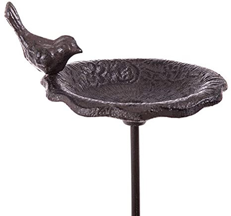 SIDCO Gartenstecker Vogeltränke stehend Vogelbad Gußeisen Wasserschale Gartenstab Deko