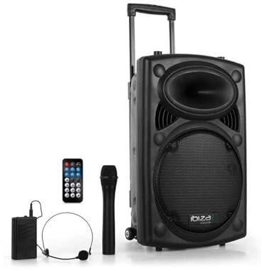 Système de Sono Portable 12 - USB/BT/REC/VOX + 2 Micros VHF - Ibiza Sound PORT12VHF-BT