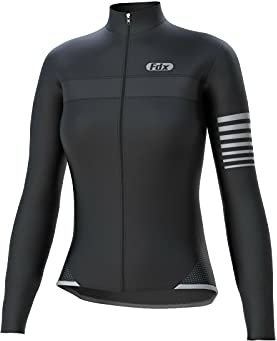 FDX Womens All Day Cycling Jersey Long Sleeve Top Thermal MTB Winter Jackets (Black, Large)