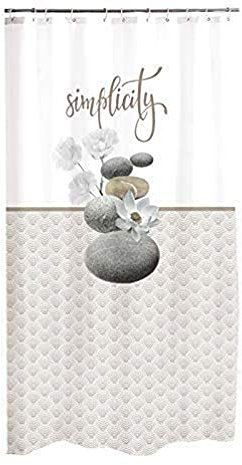 Douceur d'intérieur, Rideau de Douche avec Crochets (180 x 200 cm) Mineral, Polyester Imprimé