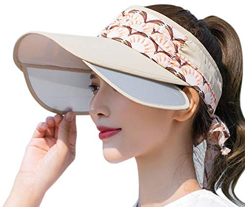 ITODA Visor Damen Sonnenvisor Breite Krempe Sonnenkappe Sonnenschutz Sonnenblende Damen Schirmmütze Verstellbar Sonnenhut mit Schirm Strandvisor Sommer Cap Sonnenschild Golf Volleyball Outdoor Reise