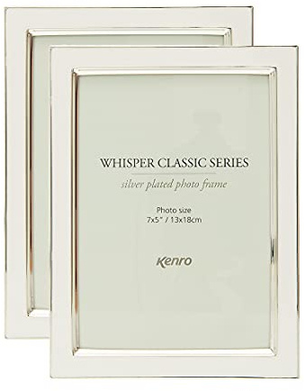 Kenro Box of 2 Whisper Classic White 7x5 Inch / 13x18cm Photo Frame with Silver Plated Edging - WSC1318W