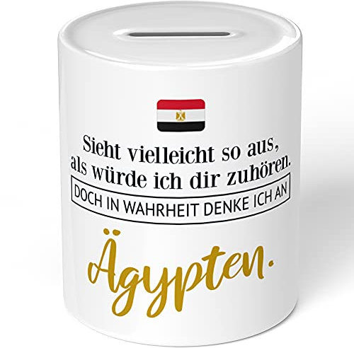 JUNIWORDS Spardose Sparbüchse, Sieht vielleicht so aus, als würde ich dir zuhören. Doch in Wahrheit denke ich an Ägypten (1001235)