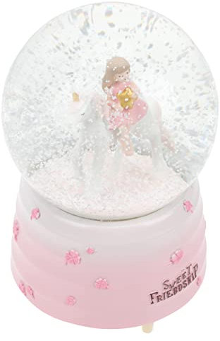 SOLUSTRE Einhorn Schneekugeln Spielzeug Einhorn Mädchen Schneekugel Cartoon Musik Box Kristall Ball Home Decoration Für Mädchen Kinder Babys Geburtstagsgeschenk Rosa