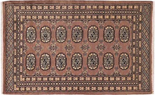 RUG PRINCE Pakistan Buchara Teppich 80x120 Handgeknüpft Braun Geometrisch Orient Kurzflor