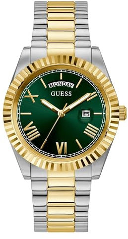 GUESS Herren Analog Mechanisches Handaufzugswerk Uhr mit Edelstahl Armband GW0265G8