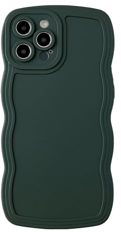 Caseative for iPhone 12 Pro Max Case, Solid Color Curly Wave Frame Soft Compatible with iPhone Case (DGreen,iPhone 12 Pro Max)