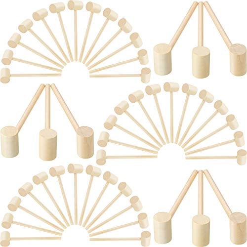Mini Wooden Hammer for Chocolate, Crab Lobster Mallets, Seafood Shellfish Hardwood Hammers, Solid Crab Mallets Hammers, Mini Breakable Heart Hammer Mallet for Cracking Chocolate (48)