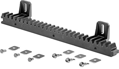 Enkotrade 4 Stück Zahnstangen Modul 4 mit Stahlkern für Tore Schiebetore, 400mm Länge, Zahnschiene aus Kunststoff mit Schrauben Set