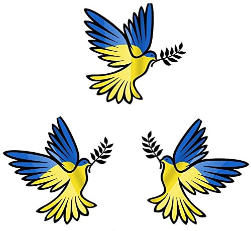 WAITLOVER 3 x Ukraine-Aufkleber & Aufkleber Friedenstaube, Ukraine-Flagge, wasserdicht, geeignet für Laptop für Auto, Brille