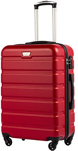COOLIFE Suitcase Trolley Carry On Hand Cabin Luggage Hard Shell Travel Bag Lightweight with TSA Lock and Durable 4 Spinner Wheels (Spinel red, L(77cm 93L))
