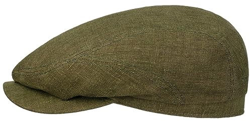Stetson Belfast Leinen Sportmütze Herren - Made in Europe - Aus 100% Leinen - Gefüttert mit Baumwolle - Atmungsaktiv & hautsympathisch - Mit Ripsfutterband - Kappe Frühjahr/Sommer Oliv 56 cm