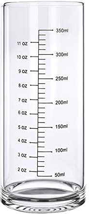 Misurino in vetro da 350 ml con scala, resistente al calore, trasparente, graduato, per microonde, latte, caffè, bevande calde/fredde, bevande ghiacciate, tè, uso medico