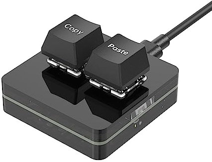 BRIMFORD Programmierbare Tastaturen, USB-C Customized Copy Paste Mini 2 Tasten mit LED-Licht Mechanische Hot-Swap-Makro-Tastatur (schwarz)