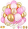 Pink Gold Balloons Set - 12 Inch Matte Pink Pastel Baby Pink Metallic Gold Confetti Latex Balloons for Girls Women, Perfect for Birthday, Bridal Shower, Wedding Parties
