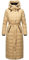 Navahoo Damen Wintermantel Warmer Steppmantel lang mit Kapuze und Taillengürtel Das Teil XIV Sand Gr. XXL