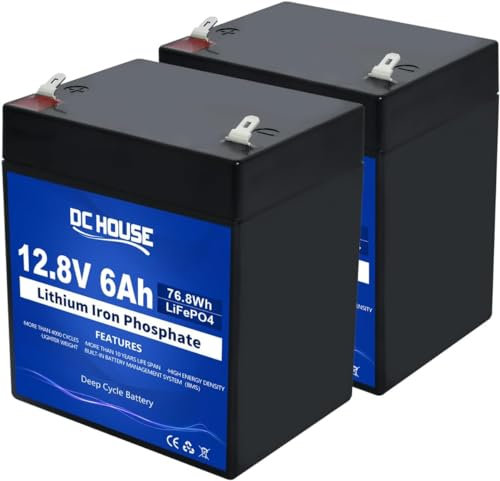 DCHOUSE LiFePO4 Lot de 2 petites batteries au lithium rechargeables 12 V 12 Ah 6 Ah avec 3000 cycles profonds et protection BMS pour camping-car, voiturette de golf, tondeuse à gazon, panneau solaire,