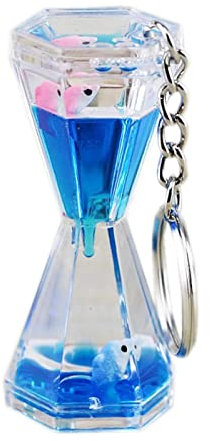 Porte-clés Sablier Liquide, Porte Clés Charme Creative avec Pendentif Liquid Motion Bubbler Fidget Toy Jouet Sensoriels Keychain Voiture Keyring Sac Décoration Accessoires pour Enfant Adulte (Bleu)