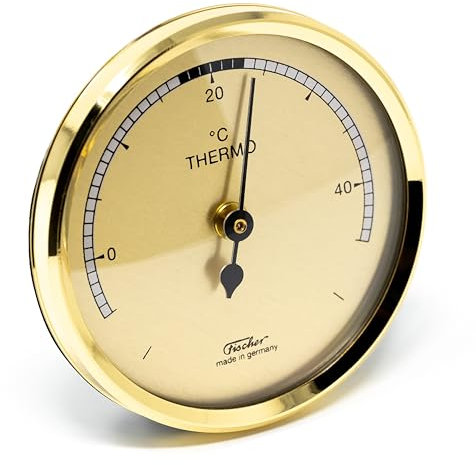 Fischer 151MS – Termometro bimetallico da 68 mm – alloggiamento in plastica color ottone – Lunette in ottone – Made in Germany