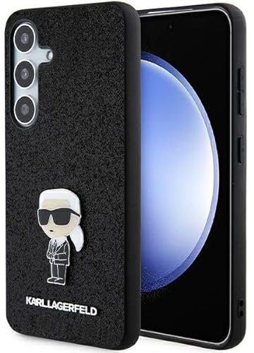CG Mobile Karl Lagerfeld KLHCS24MGKNPSK Hülle für S24+ S926 Schwarz hardcase Fixed Glitter Ikonik Logo Metal Pin