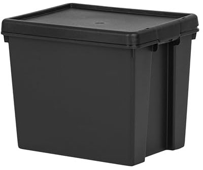 Wham Bam Storage Box Boxes With Lids Plastic Black Heavy Duty Recycled Home NEW (24L)
