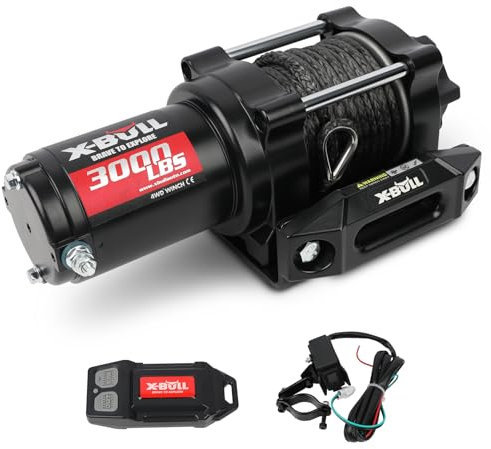 X-BULL Treuil électrique étanche IP68 12 V CC 1 360,8 kg pour remorquage ATV/UTV, bateau, hors route, télécommande sans fil et récupération de contrôle filaire, treuil électrique portable en corde