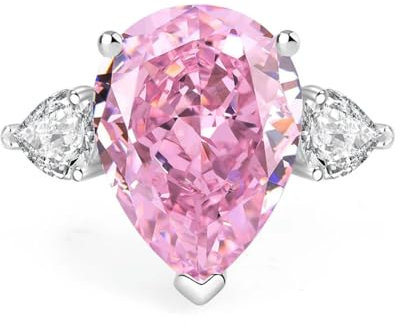Eleganter rosa Herzform Moissanit Frost Cut Oval Volldiamant Paar Ring für Frauen Original Sterling Silber Geschenk Schmuck