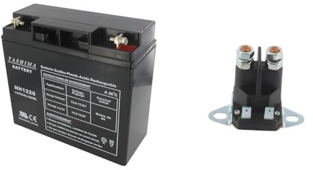 TASHIMA - Batterie 12V 20AH NH1220 Motoculture - Technologie Plomb Étanche Gel Sans Acide & Relais De Démarreur - Pièce De Remplacement Adaptable Pour Modèles Tondeuse Castelgarden