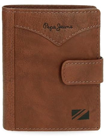 Pepe Jeans Joumma Bags Vertikale Geldbörse mit Klickverschluss, Braun, 8,5 x 10,5 x 1 cm, Leder, braun, Talla única, Vertikale Geldbörse mit Klickverschluss
