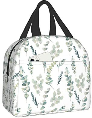 Hulnulnu Sage Insulated Lunch Bag Reusable Lunch Box Portable Cooler Lunch Boxes Waterproof Lunch Tote for Picnic Office Work