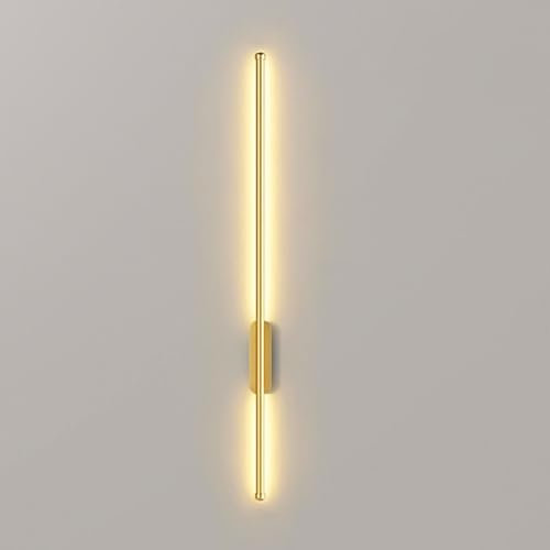 SJKJNK Appliques murales LED Modernes à Piles, Appliques murales Rechargeables USB-C sans Fil d'intérieur avec télécommande, Lampe à Applique linéaire à Longue Bande (Or, 60 cm)