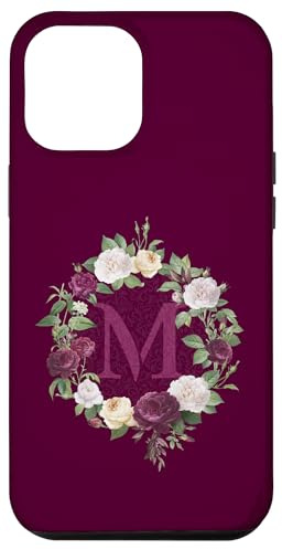 Monogramm-Buchstabe mit Blumenmuster, personalisierbar, Initiale M Hülle für iPhone 12 Pro Max