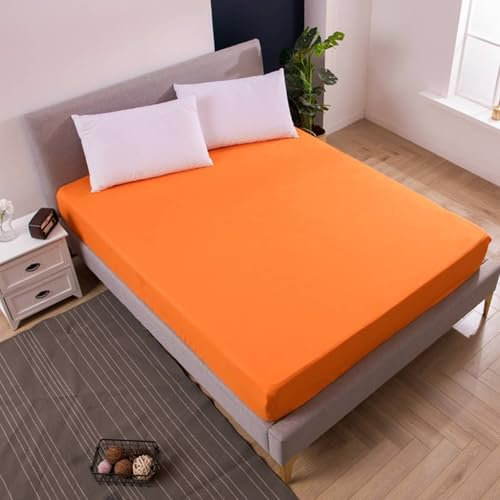 Epinki Betthusse 107x190cm Verstaubar, Betthusse Volant Einfarbig Orange Schlafkomfort, Polyester Tagesdecken für Boxspringbett & Wasserbett