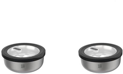 GEFU Frischhaltedosen mit Deckel PROVIDO, 2er Set aus Edelstahl, rund, 500ml Volumen, mikrowellengeeignet, Ideal als Meal Prep- oder Aufbewahrungsbox