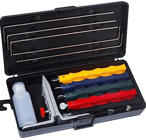 CWOVRS Knife Sharpening System, Precision Knife Sharpener, Fix-Angle Knife Sharpening Kit Professional Chef Blade Grinder for Outdoor Sport, Kitchen, Workshop - 5 Whetsones (NO Oil)