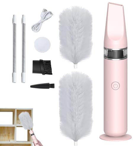 Spin Duster - Duster piuma rotante a 360 ° automatico | Ripasso a spolvera elettrico regolabile, collezionista di polvere ricaricabile per casa, ufficio, mobili, soffitto e pulizia 'auto