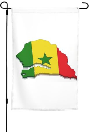 Bandera de Senegal con mapa de jardín, banderas al aire libre para patio, césped y decoración del hogar, doble cara