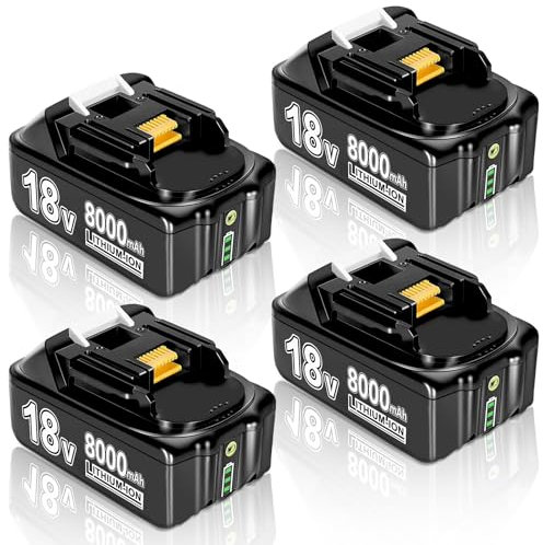 4X 18V 8000mAh Li-ion Ersatzakku für Makita Akku 18V BL1850B BL1850 BL1830B BL1830 BL1860B BL1860 BL1840 BL1835 BL1845 Ersatz für Makita 18V Akku 8.0Ah Werkzeugakkus with LED Indikator (8.0Ah*4)