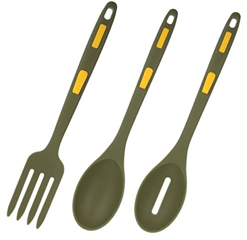 UTHCLO 1juego Utensilios De Cocina De Silicona Para Pasta Juego Cucharón Tenedor y Cuchara Ranurada Para Cocinar Casa Restaurantes y Acampar