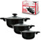 ARCA, Set 3 Pentole Antiaderenti con Coperchio, Casseruole in Allumino Adatte a Piani Cottura a Gas o Induzione, Lavabili in Lavastoviglie, Diametri 16/20/24 cm, Collezione Stone Gourmet